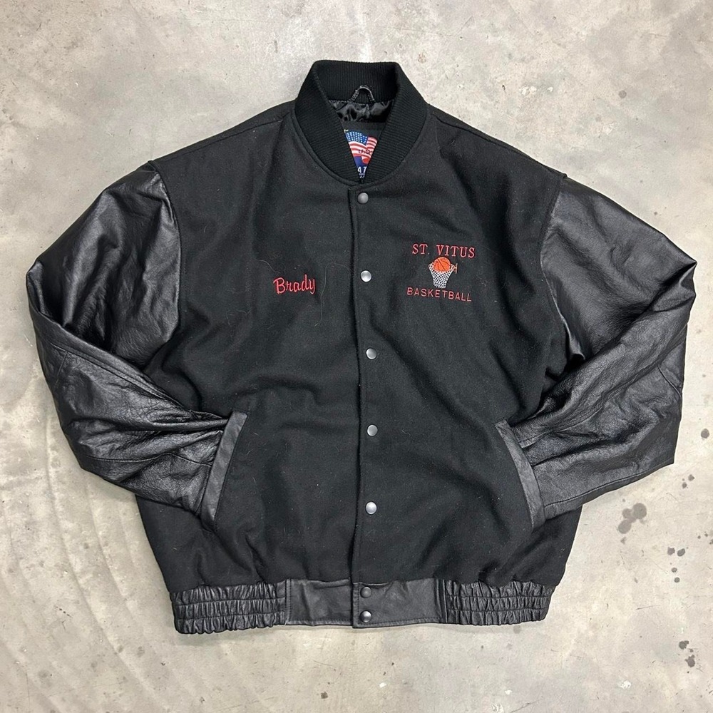Vintage Basketball Leather USA St Vitus High School Size Large Varsity Jacket